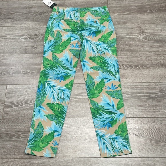 NWT Lauren Ralph Lauren Tropical Palm Print Khaki Chino Pants 0 - Picture 15 of 15